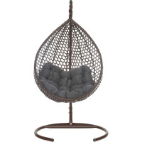 Подвесное кресло-кокон Лаура Montblanc коричневый + каркас, подушка темно-серая MONB 312