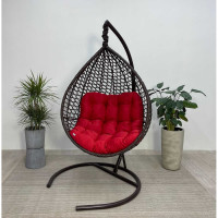 Подвесное кресло-кокон Лаура Montblanc коричневый + каркас, подушка красная MONB 306