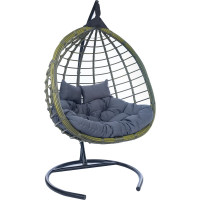 Подвесное двухместное кресло-кокон Лаура HASTA бамбук + каркас, подушка темно-серая HST-504