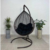 Подвесное кресло-кокон Лаура Montblanc коричневый + каркас, подушка чёрная MONB 305