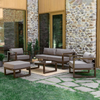 Набор садовой мебели GreenWeen CAPRI коричневый, 5 предметов: диван, 2 кресла, столик, пуф GW-AL-CAPRI-BROWN-S5A