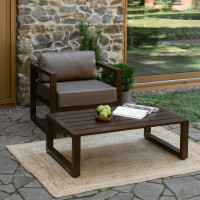 Набор садовой мебели GreenWeen CAPRI коричневый, 2 предмета: кресло, столик GW-AL-CAPRI-BROWN-S1A