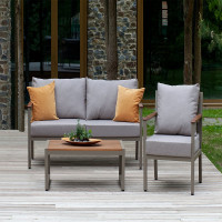 Набор садовой мебели GreenWeenSANTORINI S3, цвет PECAN, 3 предмета: диван, кресло, столик GW-AL-SANT-P-S3