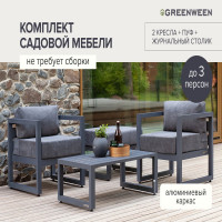 Набор садовой мебели GreenWeen CAPRI S3B, цвет серый, 4 предмета: 2 кресла, столик, пуф GW-AL-CAPRI-G-S3B