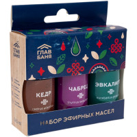 Набор масел эфирных ГлавБаня кедр, чабрец, эвкалипт, 3x15мл Б704