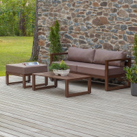 Набор садовой мебели GreenWeen CAPRI цвет коричневый, 3 предмета: диван, столик, пуф GW-AL-CAPRI-BROWN-S3C