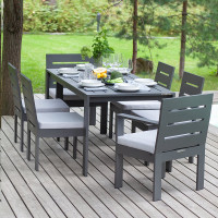 Набор садовый обеденный GreenWeen KORFU, цвет серый 7 предметов: стол 1800x870, 4 стула без и 2 с подлокотниками, GW-AL-KORFU-DINNER-LAVA-S5 GW-AL-KORFU-DIN-LAVA-S5
