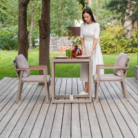 Набор садовый обеденный GreenWeen SANTORINI, цвет PECAN/BAHAMA ASH 3 предмета: стол 700x700 и 2 стула, GW-AL-SANT-DINNER-P-S2 GW-AL-SANT-DIN-P-S2