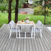Набор садовый обеденный GreenWeen SANTORINI, цвет белый/светло-серый 7 предметов: стол 1800x980 и 6 стульев, GW-AL-SANT-DINNER-W-LIN-S5 GW-AL-SANT-DIN-W-LIN-S5