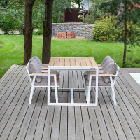 Набор садовый обеденный GreenWeen SANTORINI, цвет белый/темно-серый 7 предметов: стол 1800x980 и 6 стульев, GW-AL-SANT-DINNER-W-ASH-S5 GW-AL-SANT-DIN-W-ASH-S5