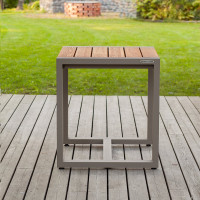 Стол уличный обеденный GreenWeen SANTORINI, каркас алюминий цвет PECAN, столешница дерево, 700x700x780, GW-AL-SANT-STOL-700-PECAN