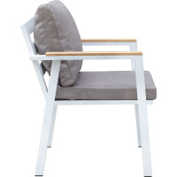 Уличный стул GreenWeen SANTORINI c подушками, каркас алюминий цвет белый, подушки рогожка цвет BAHAMA ASH, 750x540x650, GW-AL-SANT-STUL-W-ASH