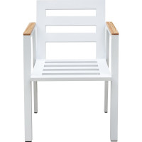 Уличный стул GreenWeen SANTORINI c подушками, каркас алюминий цвет белый, подушки рогожка цвет BAHAMA LINEN, 750x540x650, GW-AL-SANT-STUL-W-LIN