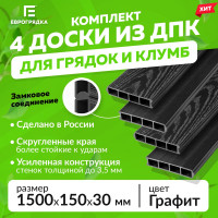 Комплект из 4-х досок Еврогрядка Графит ДПК 1500x155x30 для грядок и клумб, EGD15-150gr