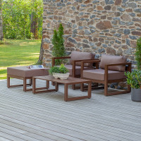 Набор садовой мебели GreenWeen CAPRI коричневый, 4 предмета: 2 кресла, столик, пуф GW-AL-CAPRI-BROWN-S3B