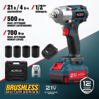 Бесщеточный аккумуляторный ударный гайковерт ALTECO CIW 21-500 BL 71516