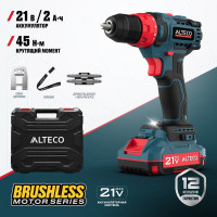 Бесщеточная аккумуляторная дрель шуруповёрт ALTECO CD 21-45 BL 71403