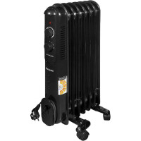 Масляный радиатор Damento RO- 7В, 1500 Вт, регулируемый термостат, 3 реж.мощности , черный (1/42) 022968