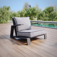 Уличное кресло GreenWeen KORFU, каркас алюминий цвет LAVA, подушки рогожка цвет JASPER GREY GW-AL-KORFU-CH-LAVA