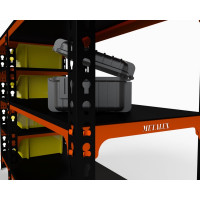 Стол-верстак с боковыми полками ООО Металекс 950x1500x400 мм, оранжево-чёрный SVOBP951540