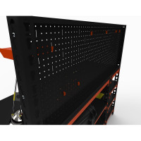 Стол металлический с боковыми полками и перфопанелью ООО Металекс 750x1600x400 мм, оранжево-чёрный SBFO751640