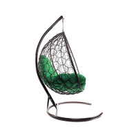 Подвесное кресло M-GROUP XL с ротангом коричневое, зелёная подушка 11120204