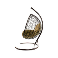 Подвесное кресло M-GROUP XL с ротангом коричневое, бежевая подушка 11120201