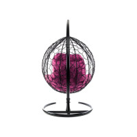 Подвесное кресло M-GROUP XL с ротангом чёрное, розовая подушка 11120408