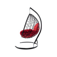 Подвесное кресло M-GROUP XL с ротангом чёрное, красная подушка 11120406
