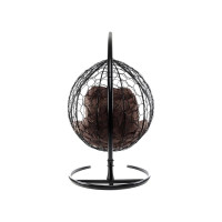 Подвесное кресло M-GROUP XL с ротангом чёрное, коричневая подушка 11120405