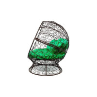 Кресло M-GROUP АПЕЛЬСИН с ротангом коричневое, зелёная подушка 11520204