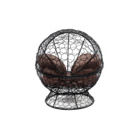 Кресло M-GROUP АПЕЛЬСИН с ротангом чёрное, коричневая подушка 11520405