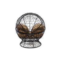 Кресло M-GROUP АПЕЛЬСИН с ротангом чёрное, бежевая подушка 11520401