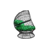Кресло M-GROUP АПЕЛЬСИН с ротангом чёрное, зелёная подушка 11520404