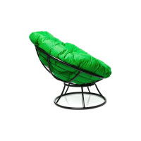 Кресло M-GROUP ПАПАСАН без ротанга чёрное, зелёная подушка 12010404