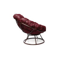 Кресло M-GROUP ПАПАСАН без ротанга коричневое, бордовая подушка 12010202