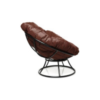 Кресло M-GROUP ПАПАСАН без ротанга чёрное, коричневая подушка 12010405