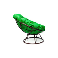 Кресло M-GROUP ПАПАСАН без ротанга коричневое, зелёная подушка 12010204