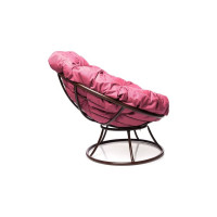 Кресло M-GROUP ПАПАСАН без ротанга коричневое, розовая подушка 12010208
