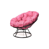 Кресло M-GROUP ПАПАСАН без ротанга чёрное, розовая подушка 12010408
