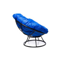 Кресло M-GROUP ПАПАСАН без ротанга чёрное, синяя подушка 12010410