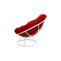 Кресло M-GROUP ПАПАСАН без ротанга белое, красная подушка 12010106