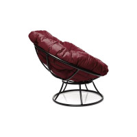 Кресло M-GROUP ПАПАСАН без ротанга чёрное, бордовая подушка 12010402