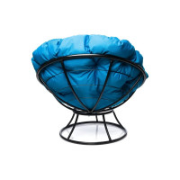 Кресло M-GROUP ПАПАСАН без ротанга чёрное, голубая подушка 12010403
