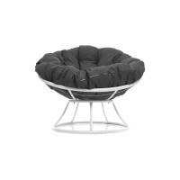 Кресло M-GROUP ПАПАСАН без ротанга белое, серая подушка 12010109