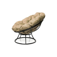 Кресло M-GROUP ПАПАСАН без ротанга чёрное, бежевая подушка 12010401