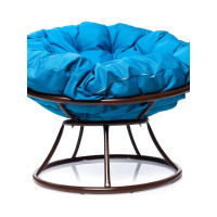 Кресло M-GROUP ПАПАСАН без ротанга коричневое, голубая подушка 12010203