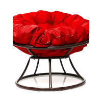 Кресло M-GROUP ПАПАСАН без ротанга коричневое, красная подушка 12010206