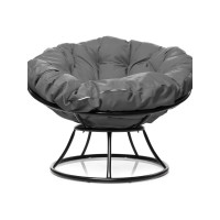 Кресло M-GROUP ПАПАСАН без ротанга чёрное, серая подушка 12010409