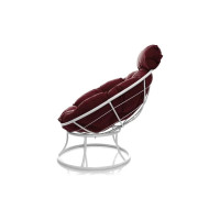 Кресло M-GROUP ПАПАСАН мини без ротанга белое, бордовая подушка 12060102